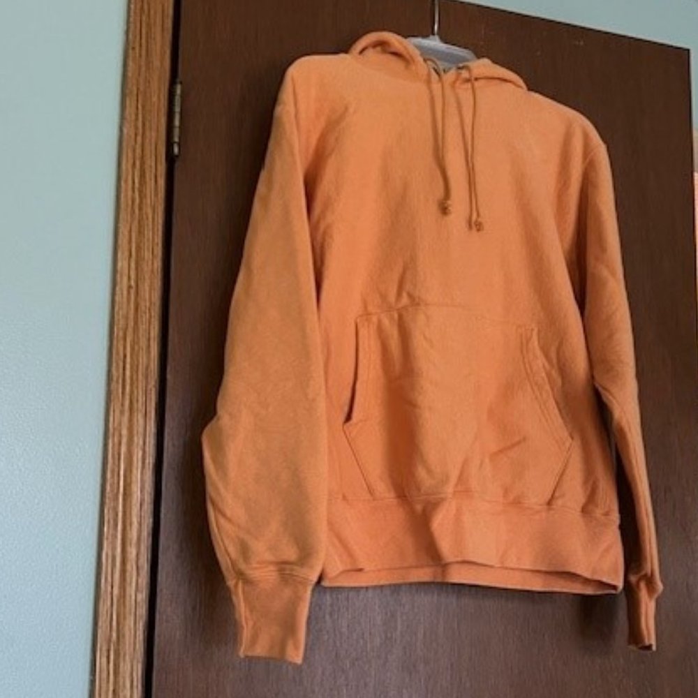 Champion Men's Orange Hoodie size medium